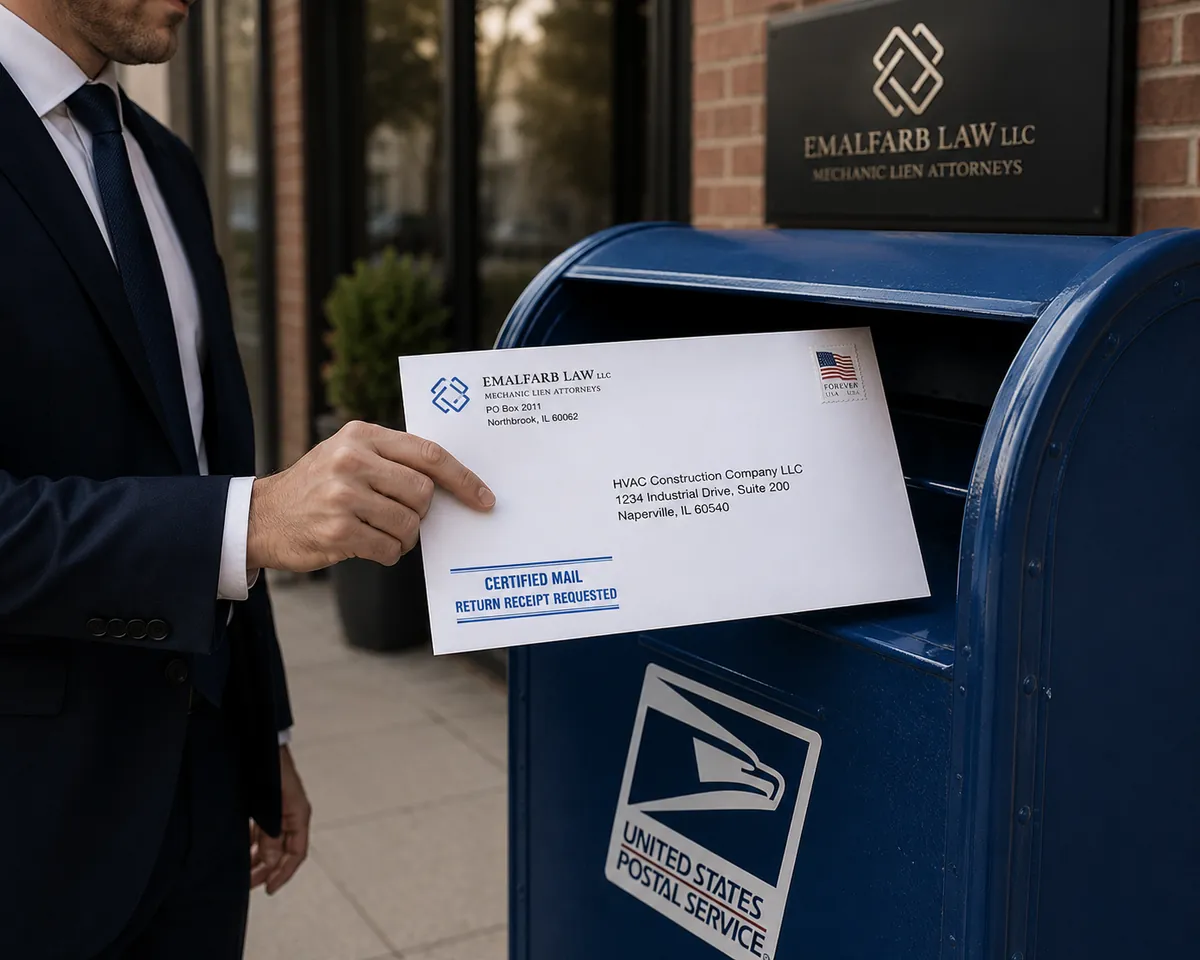 Section 24 mechanic lien notice served by certified mail, return receipt requested, under 770 ILCS 60/24